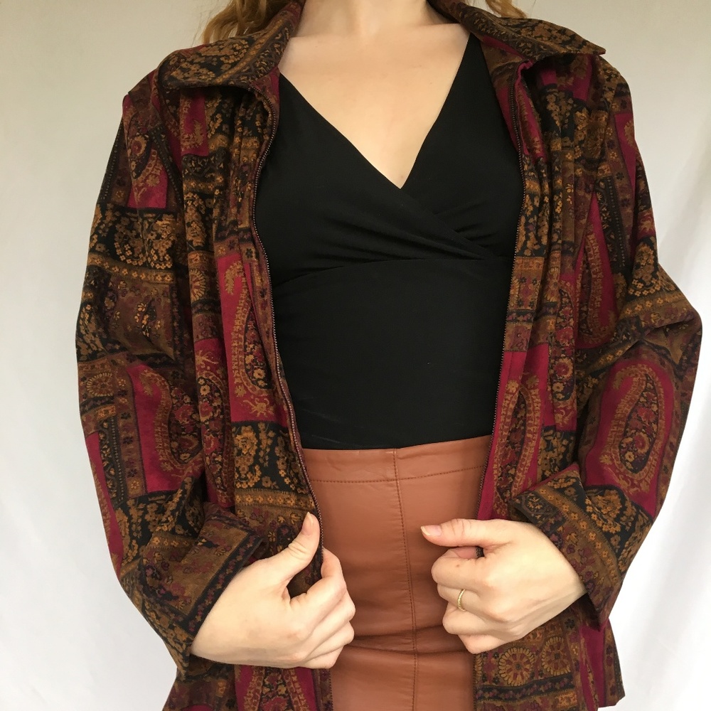 Brown + Black + Red  Paisley Jacket